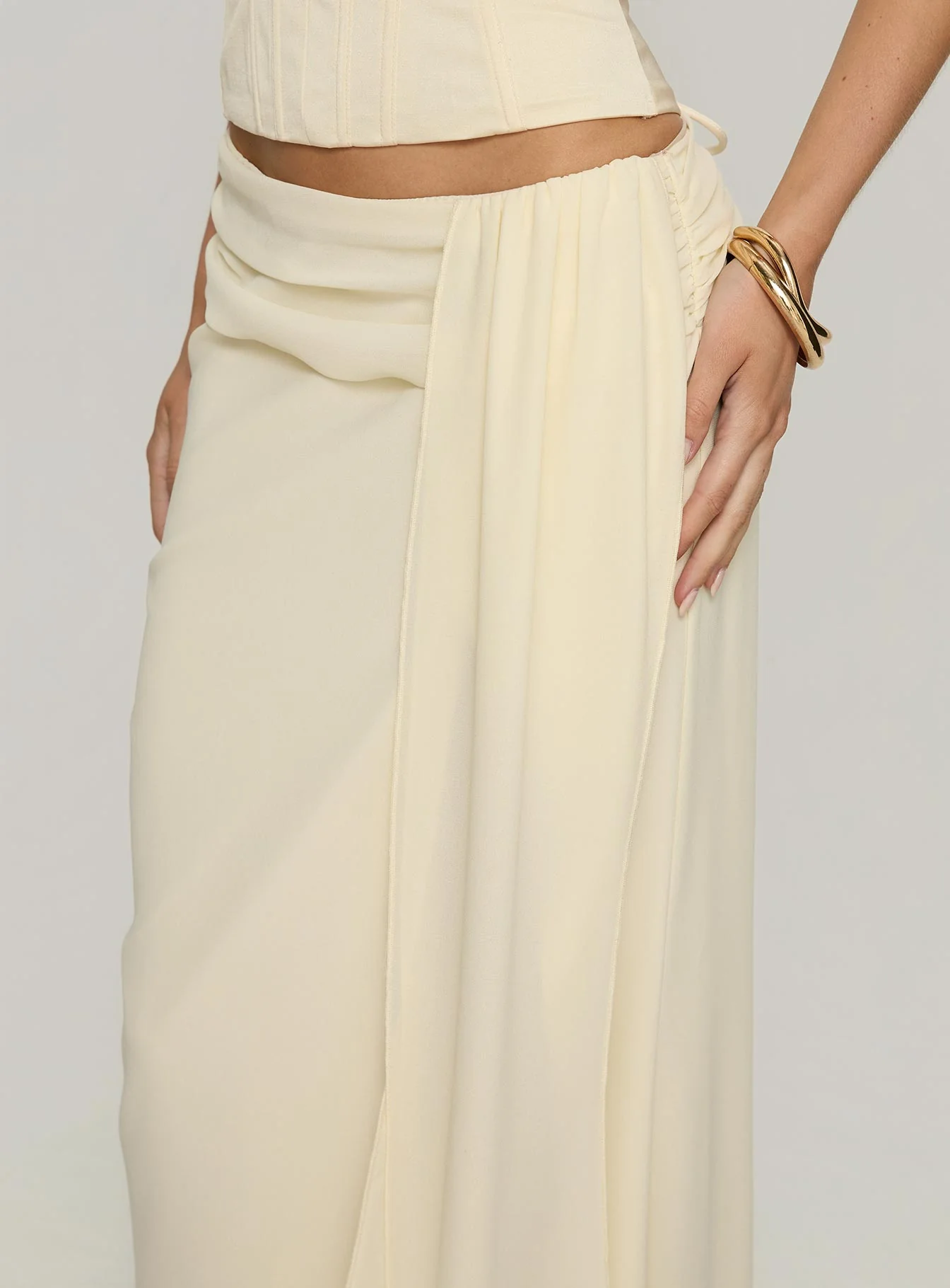 Holliann Draped Maxi Skirt Butter