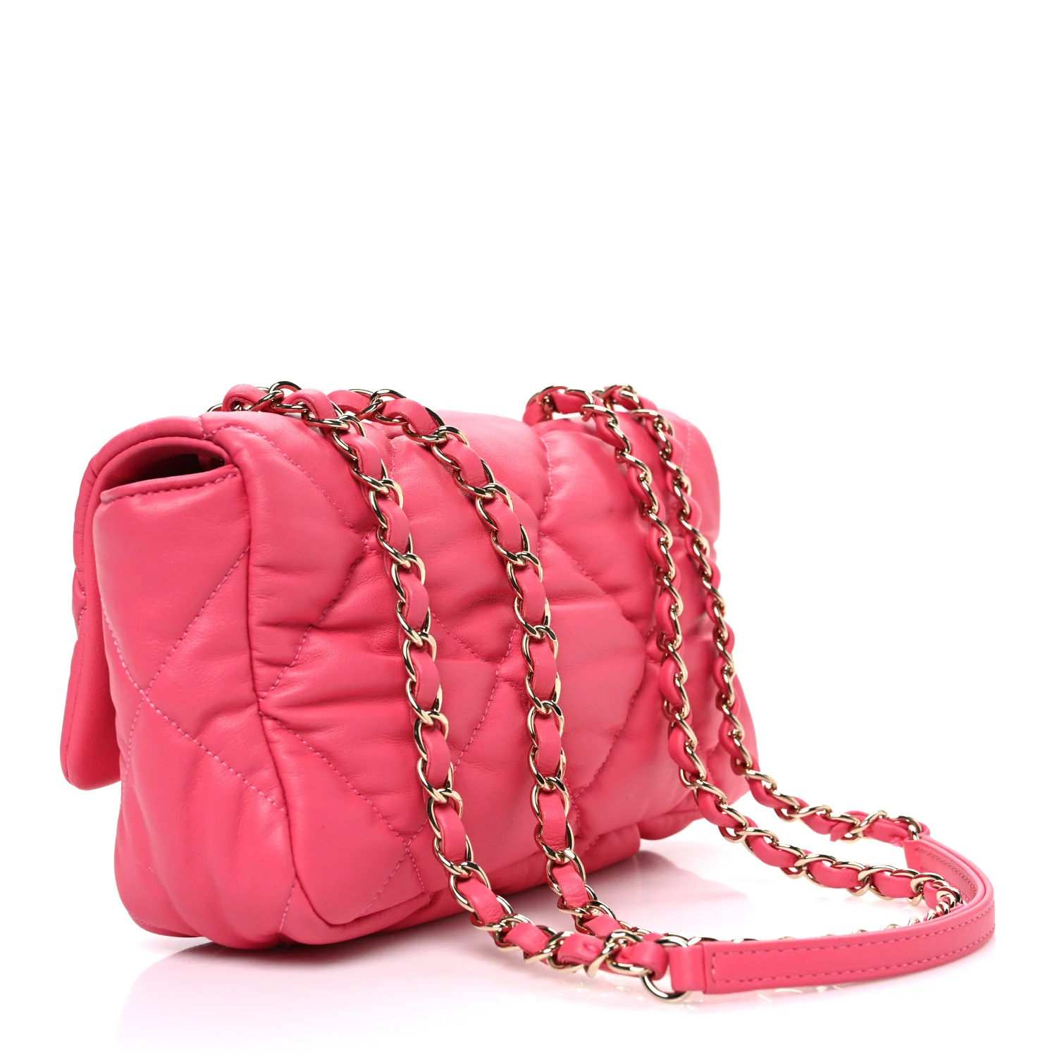 Calfskin Quilted Medium Bubbly Flap Pink - Top Club