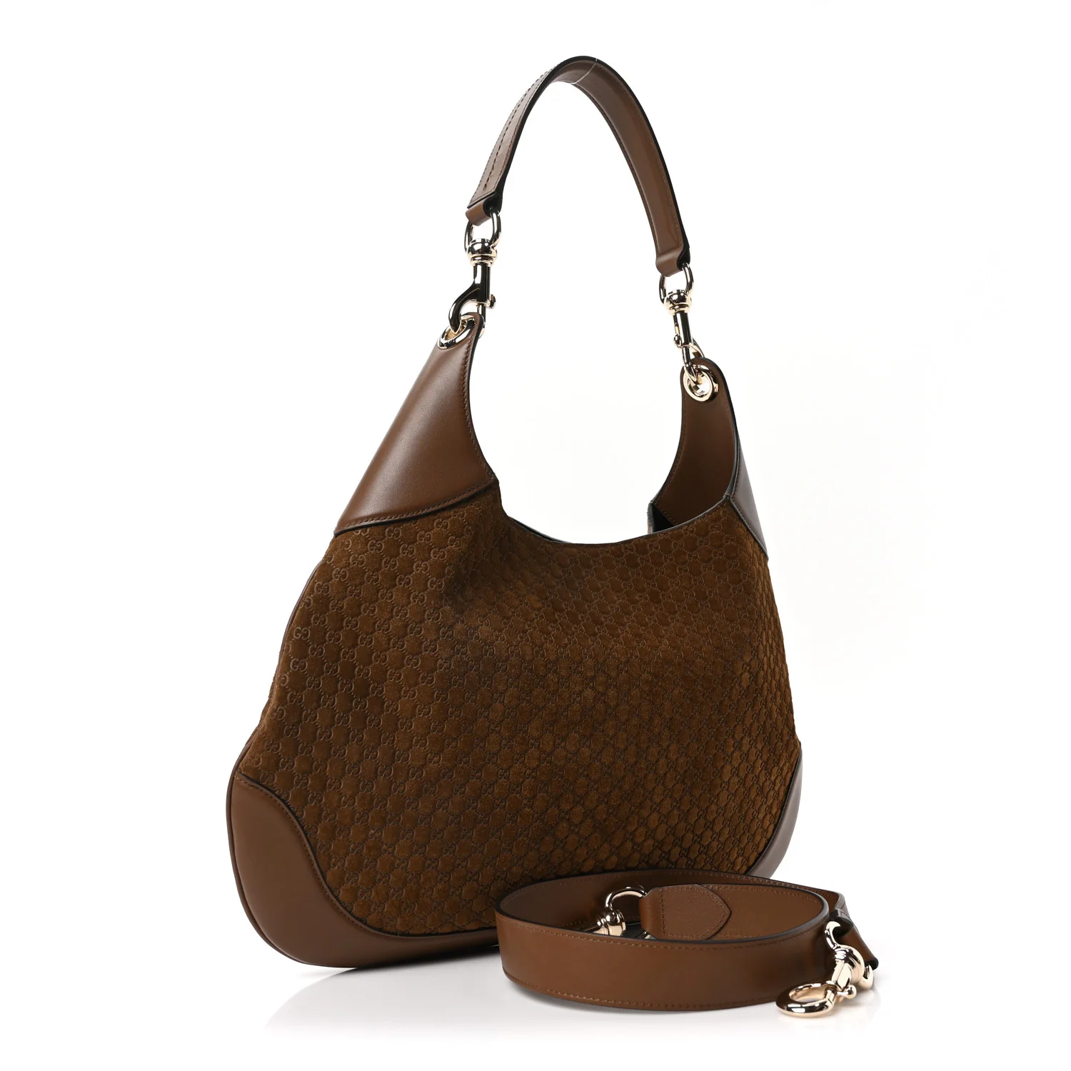 GG Suede B Medium Shoulder Bag Brown - Top Club
