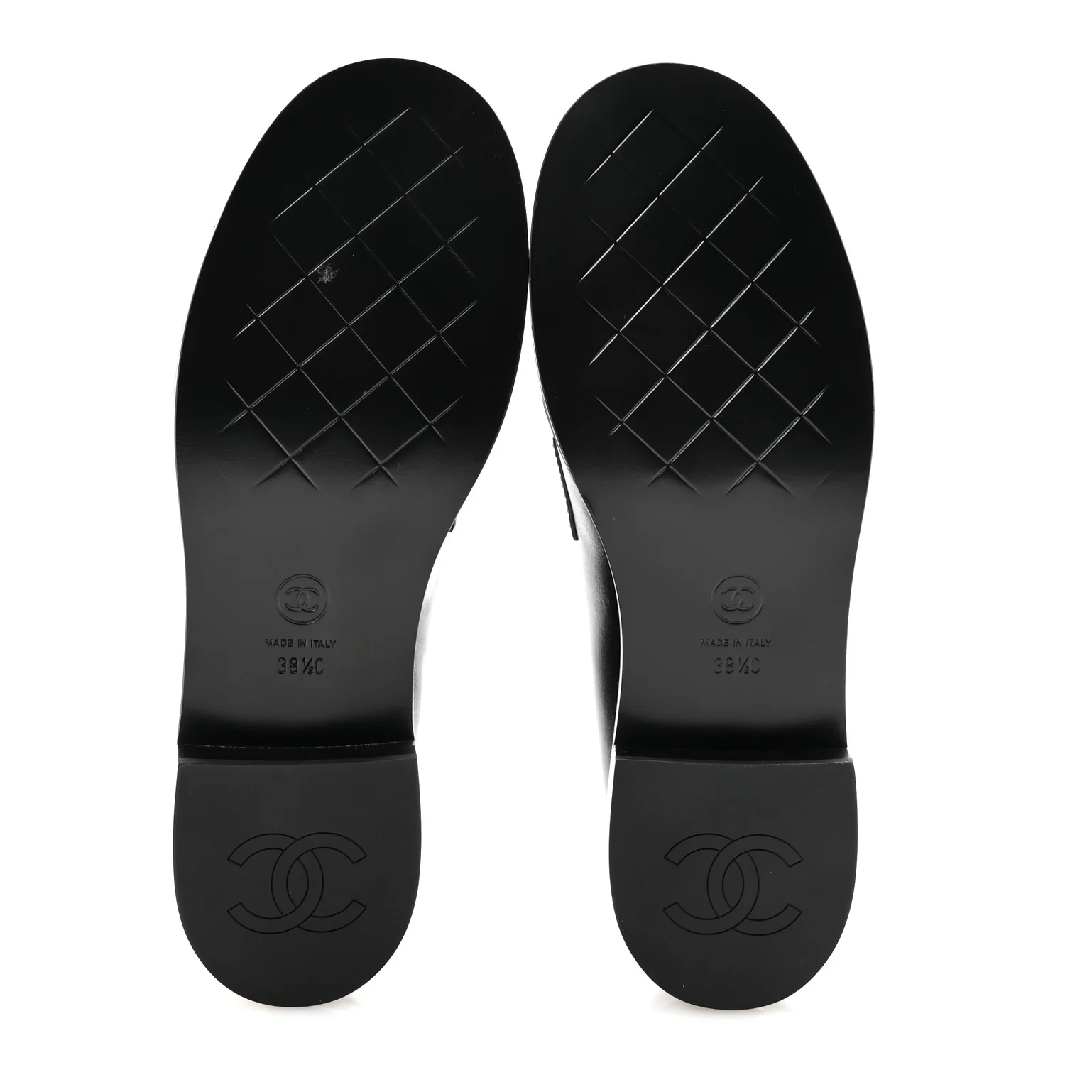 Shiny Calfskin CC Mocassin Loafers 38.5 Black - Top Club