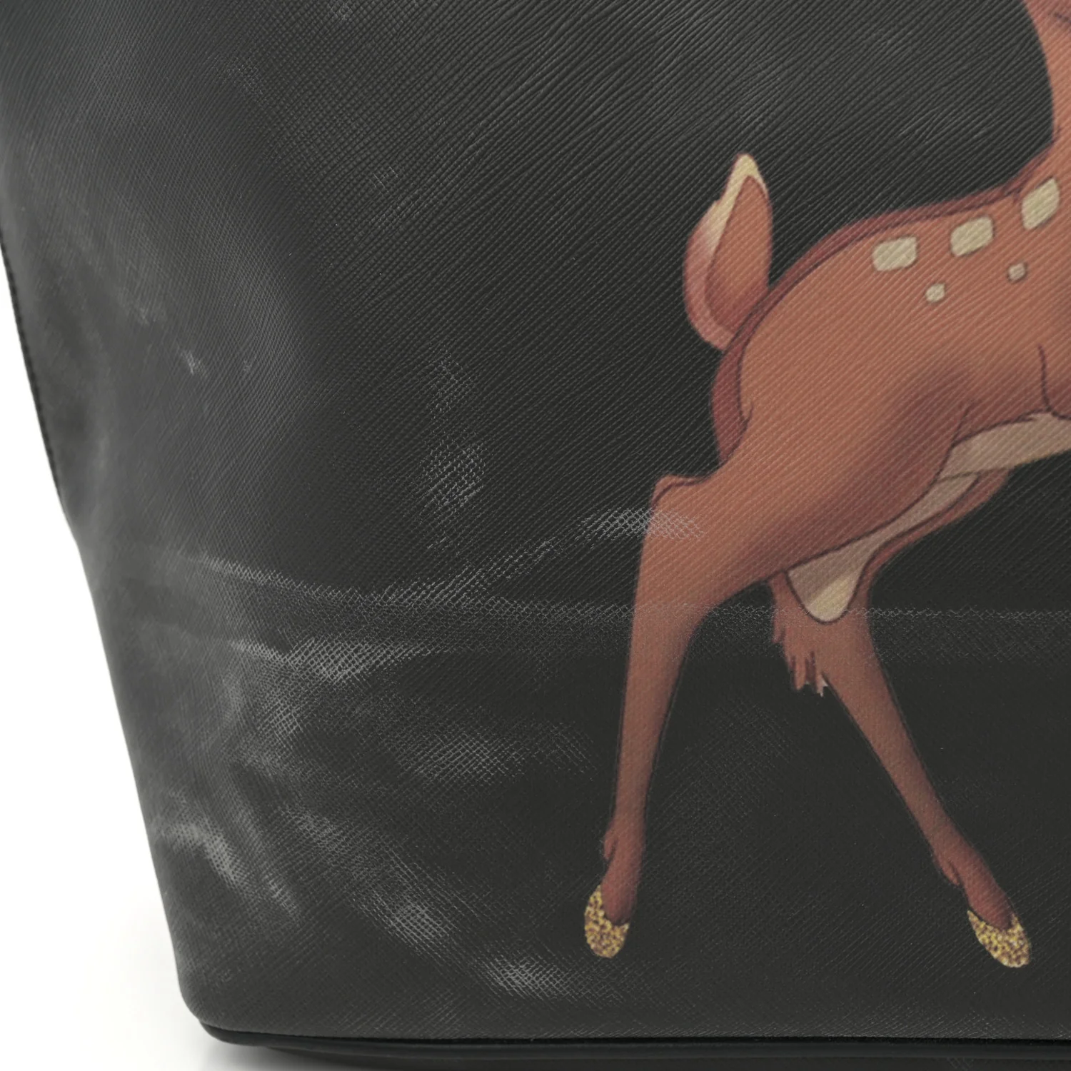 Textured Coated Canvas Bambi Print Large Antigona Tote Black - Top Club