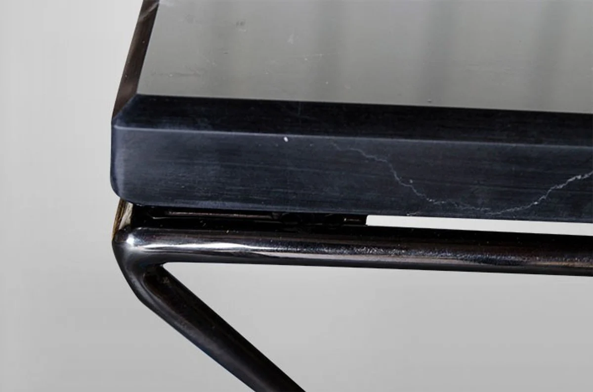 Art Deco side table black metal / marble 35 x 35 cm - Art Nouveau table - furniture flower table