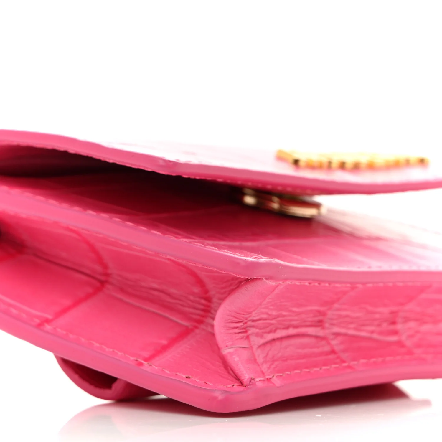 Calfskin Crocodile Embossed La Ceinture Bello Double Tour Belt Bag Pink - Top Club