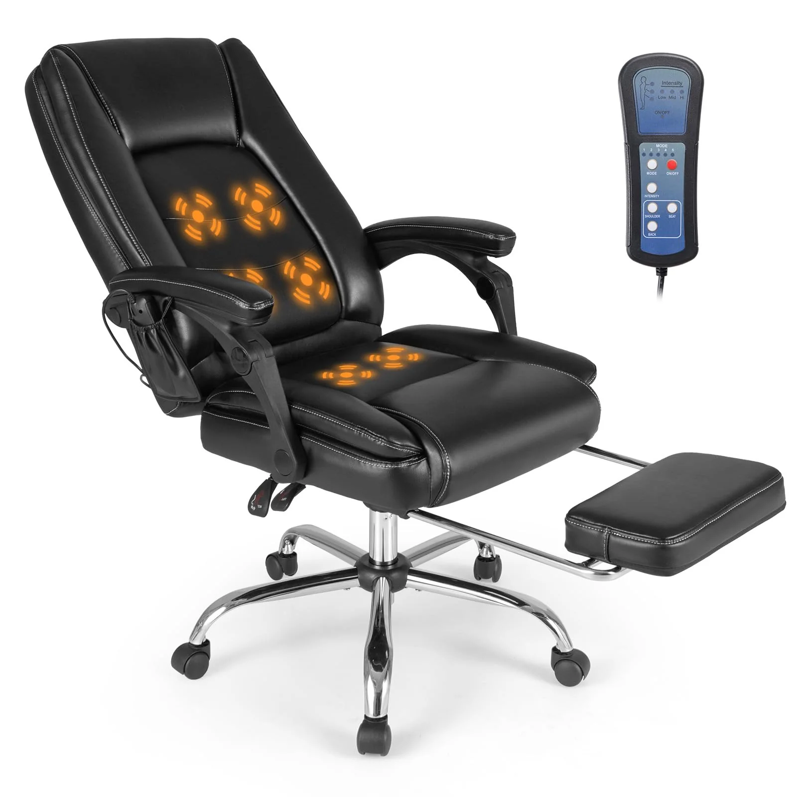 BEFOUNDLOVELY Massage Adjustable Executive Chair - 400 LBS Big and Tall Office Chair with Linkage Armrests