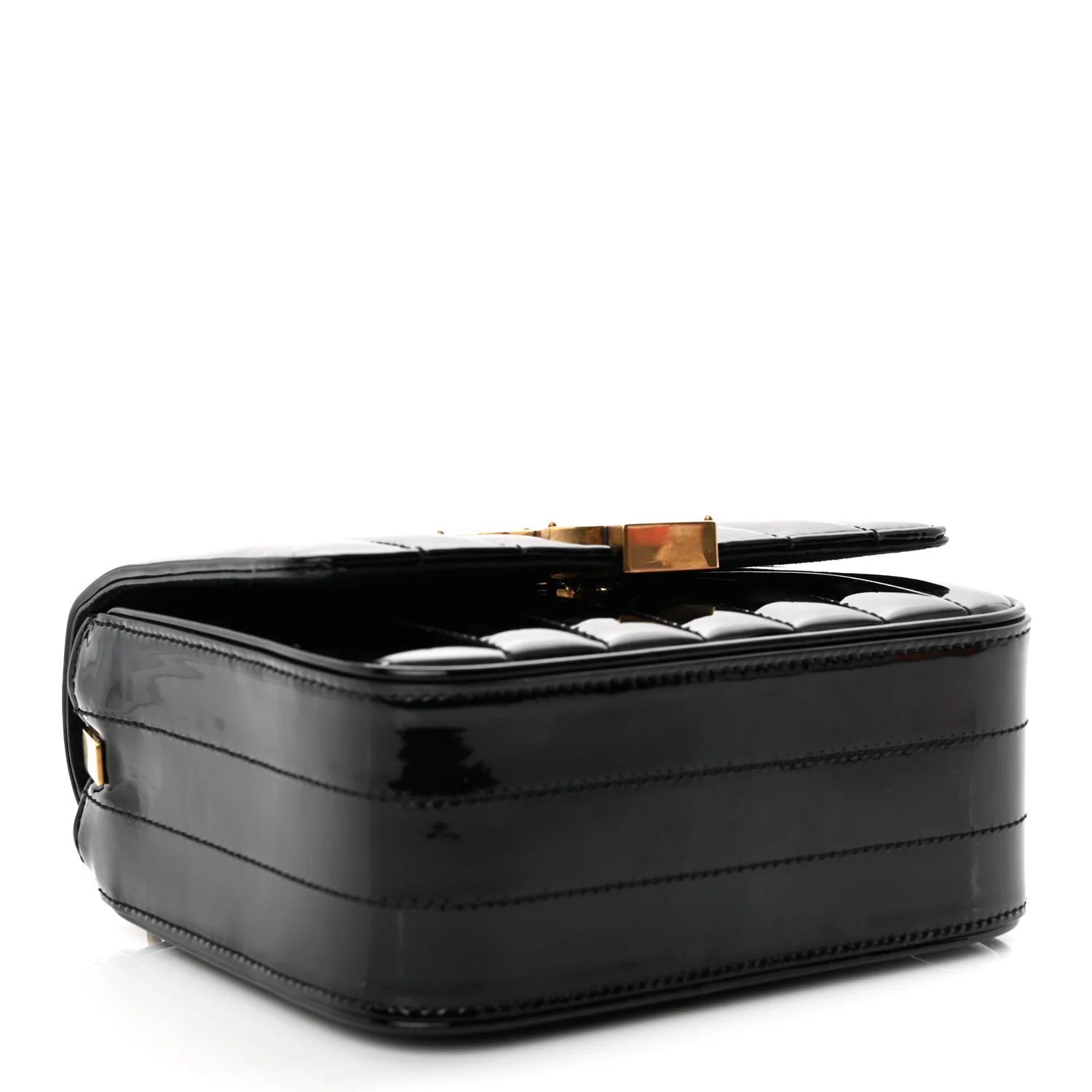Patent Calfskin Matelasse Monogram Small Vicky Chain Bag Black - Top Club
