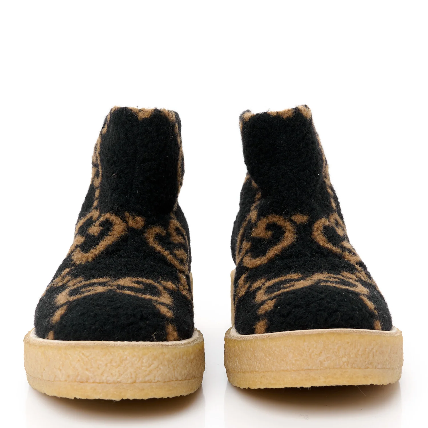 Faux Shearling Hooper GG Womens Ankle Boots 38.5 Black Natural Tan - Top Club