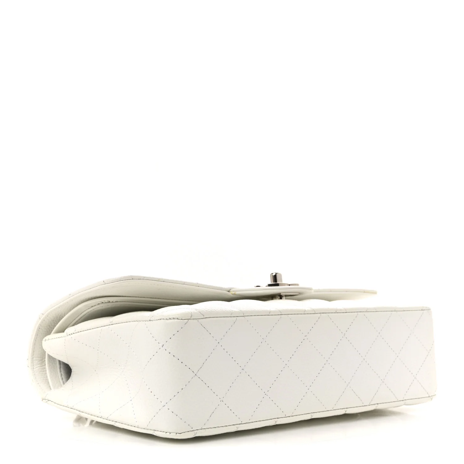 Caviar Quilted Medium Double Flap White - Top Club