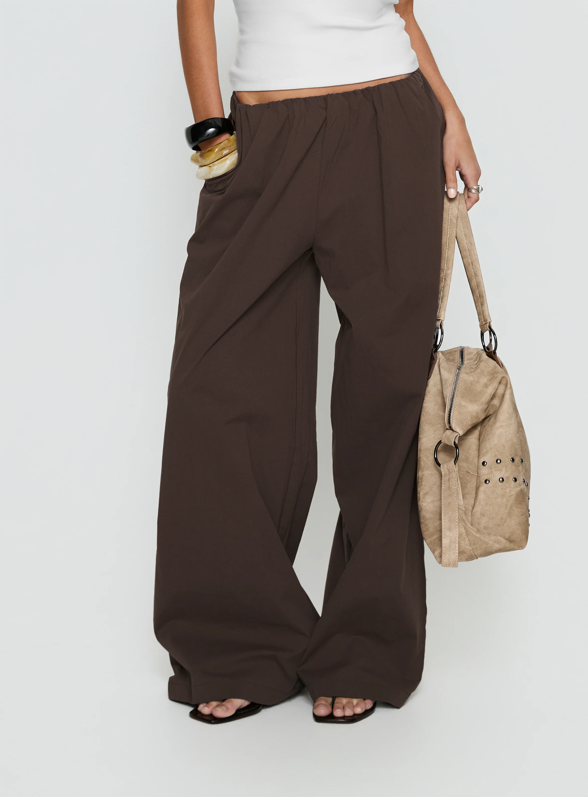 Lunea Concealed Waistband Pants Brown