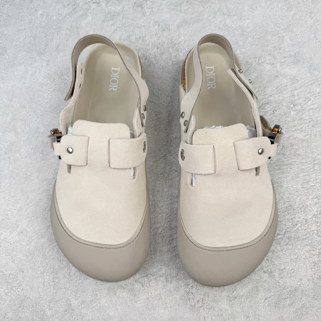 新批次  Birkenstock Dior迪奥 Tokio 勃肯 小牛皮 圆头 时尚凉拖 米灰色 3SA116ZSD_H161 - Sneaker Replica Workshop