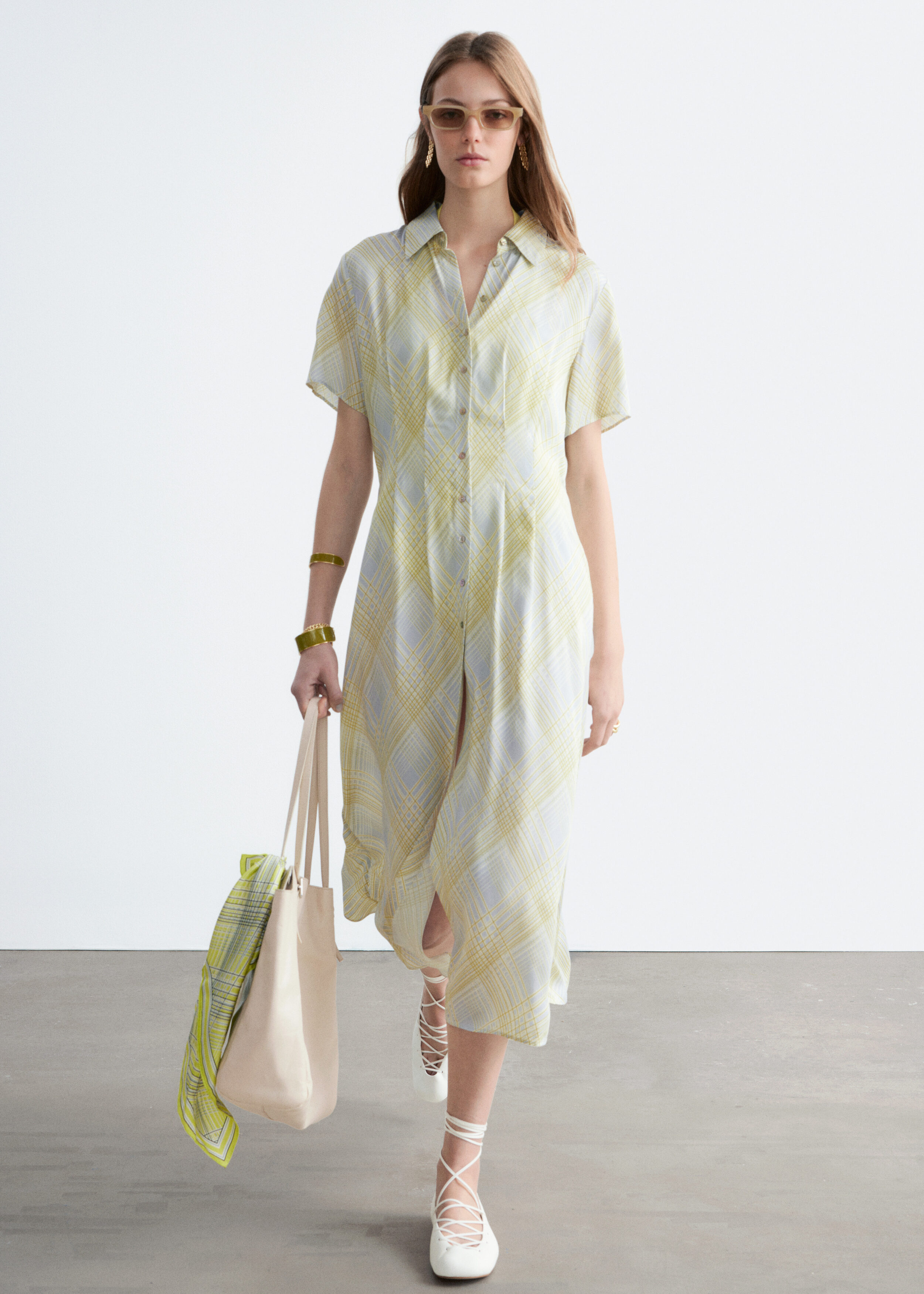 & Other Stories PLEATED WAIST SHIRT DRESS