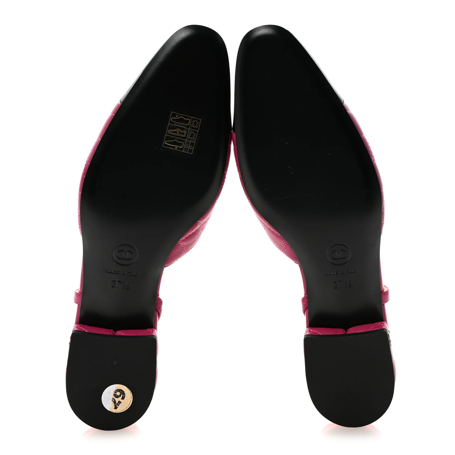 Lambskin Patent Cap Toe CC Slingback Flats 37.5 Fuchsia Black - Top Club