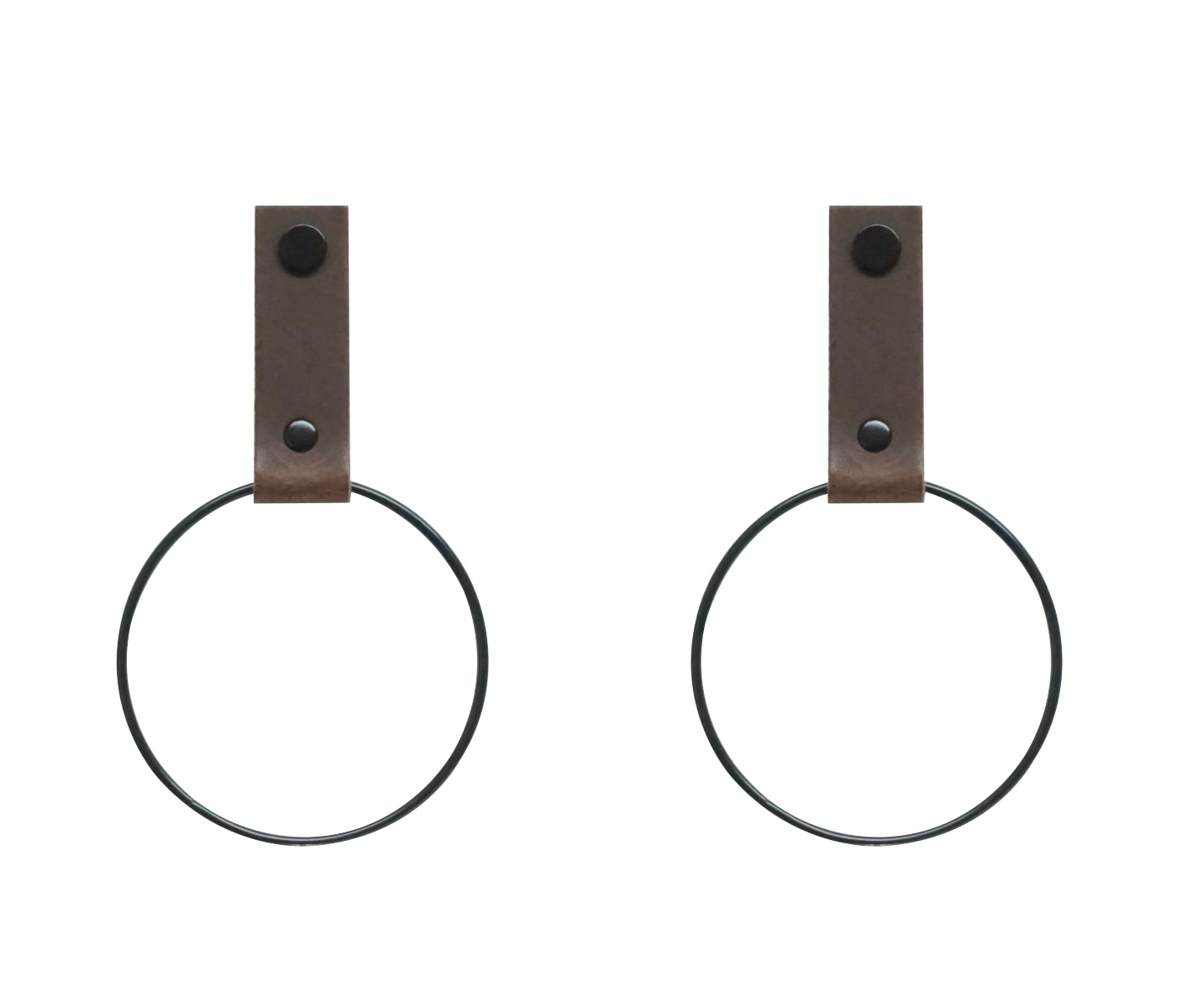 Leren handdoekring maat S (ring zwart) 2x leren Handdoekring  |  DONKERBRUIN maat S