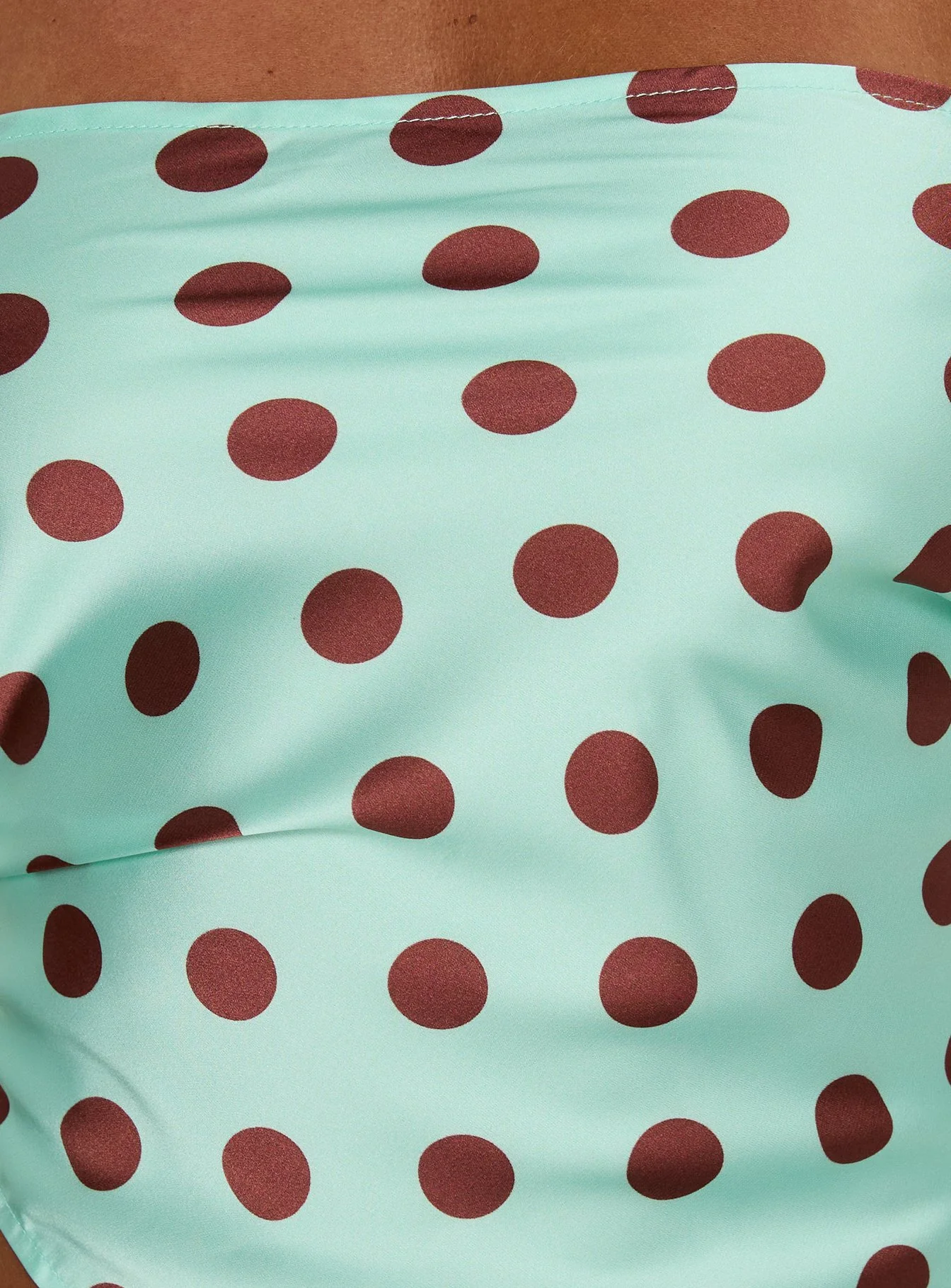 Lailana Tie Back Strapless Scarf Top Aqua Polka