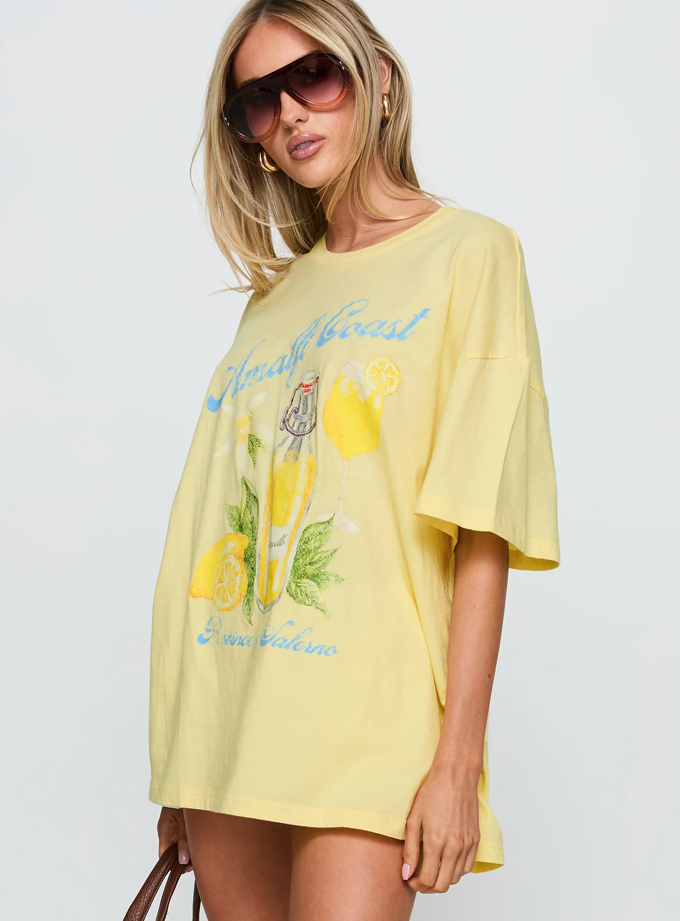 Amalfi Coast Oversized Graphic Tee Pastel Yellow
