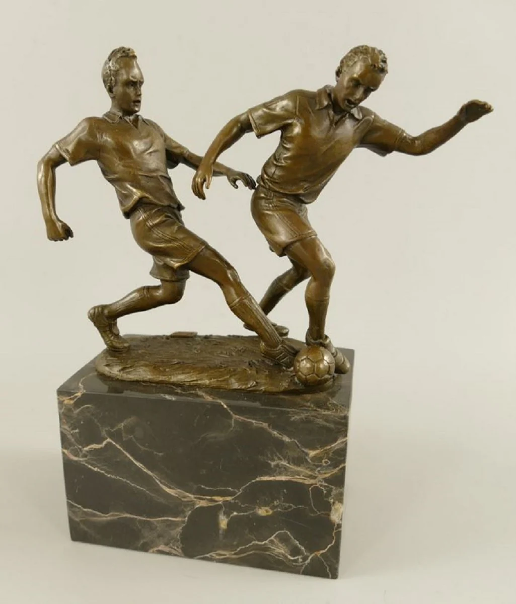 Bronze sculpture 2 football players bronze / gray H. 23 cm - desk decoration