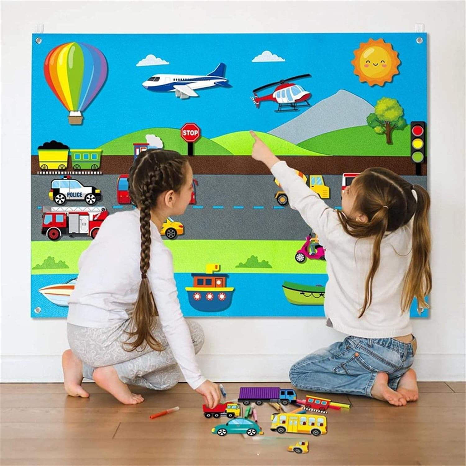 Children's Educational Transport Busy Board Toy Felt Flannel Graphs for Toddlers Cars & Ship Vehicle Gift Idea