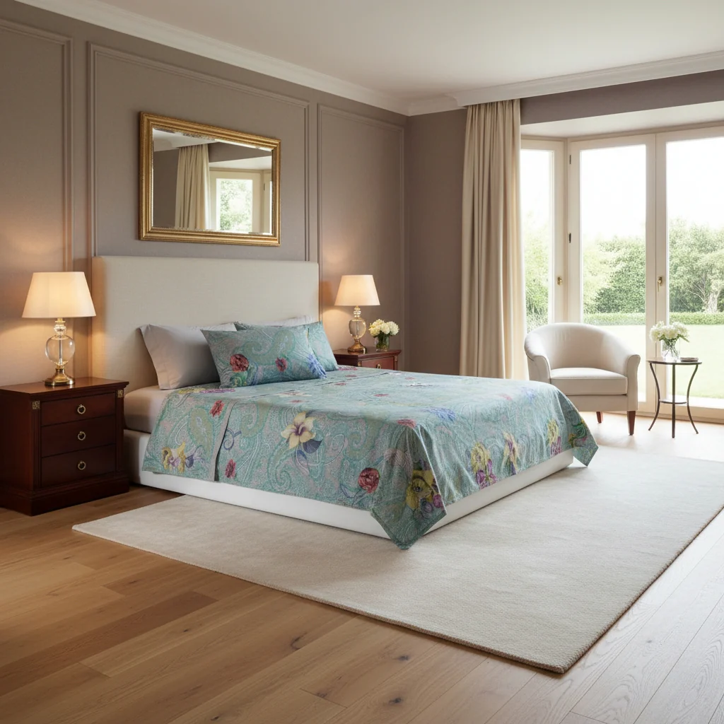 Lenzuolo Copriletto Con Federe In Percalle Luisiana Tiffany- 130X180 Bluette Mirabello