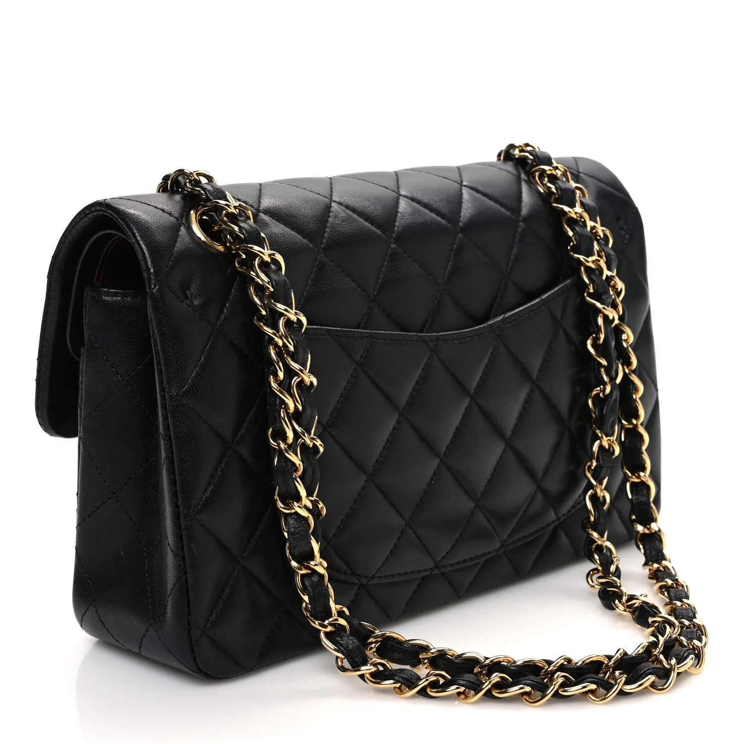 Lambskin Quilted Small Double Flap Black - Top Club