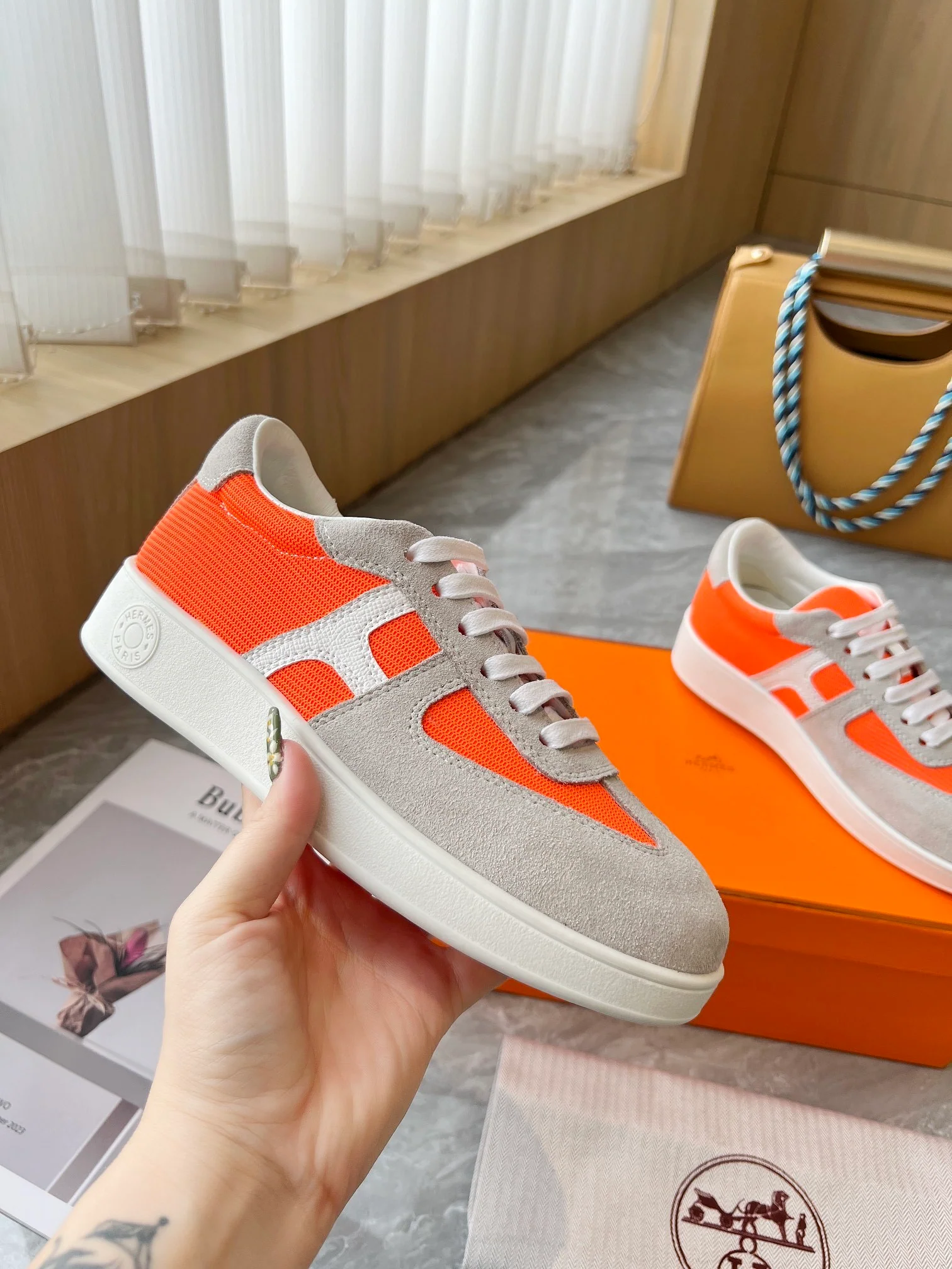 Hermes Women's Sneakers Iconic H Logo Leather Casual Fashion Shoes - Sneaker Replica Workshop