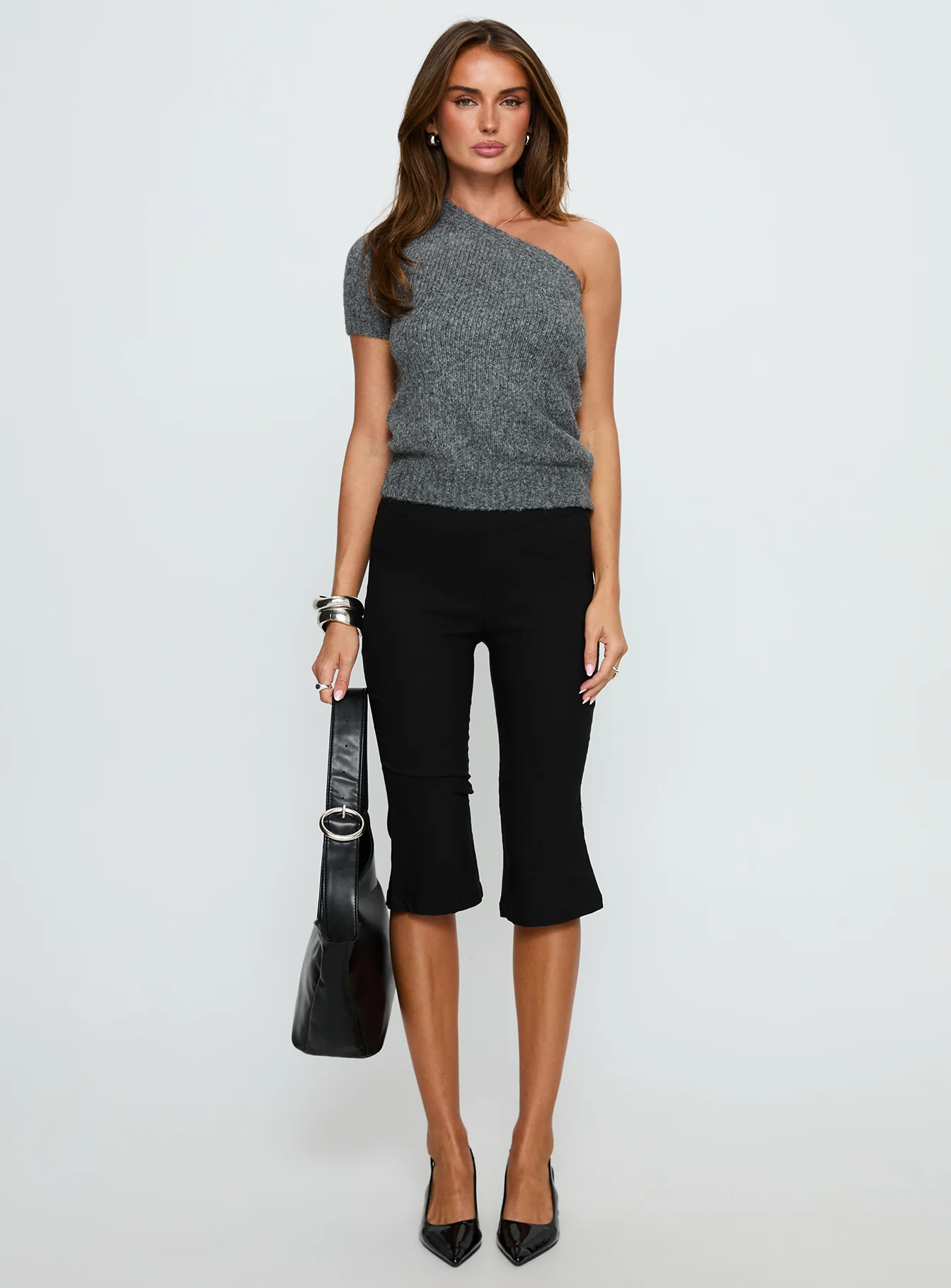 Alysson One Shoulder Top Grey