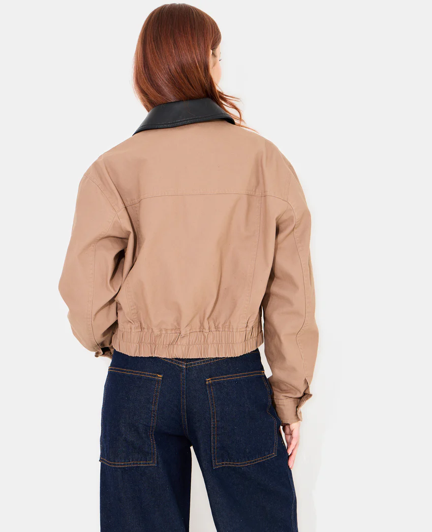 Pimkie Blouson en toile avec col simili