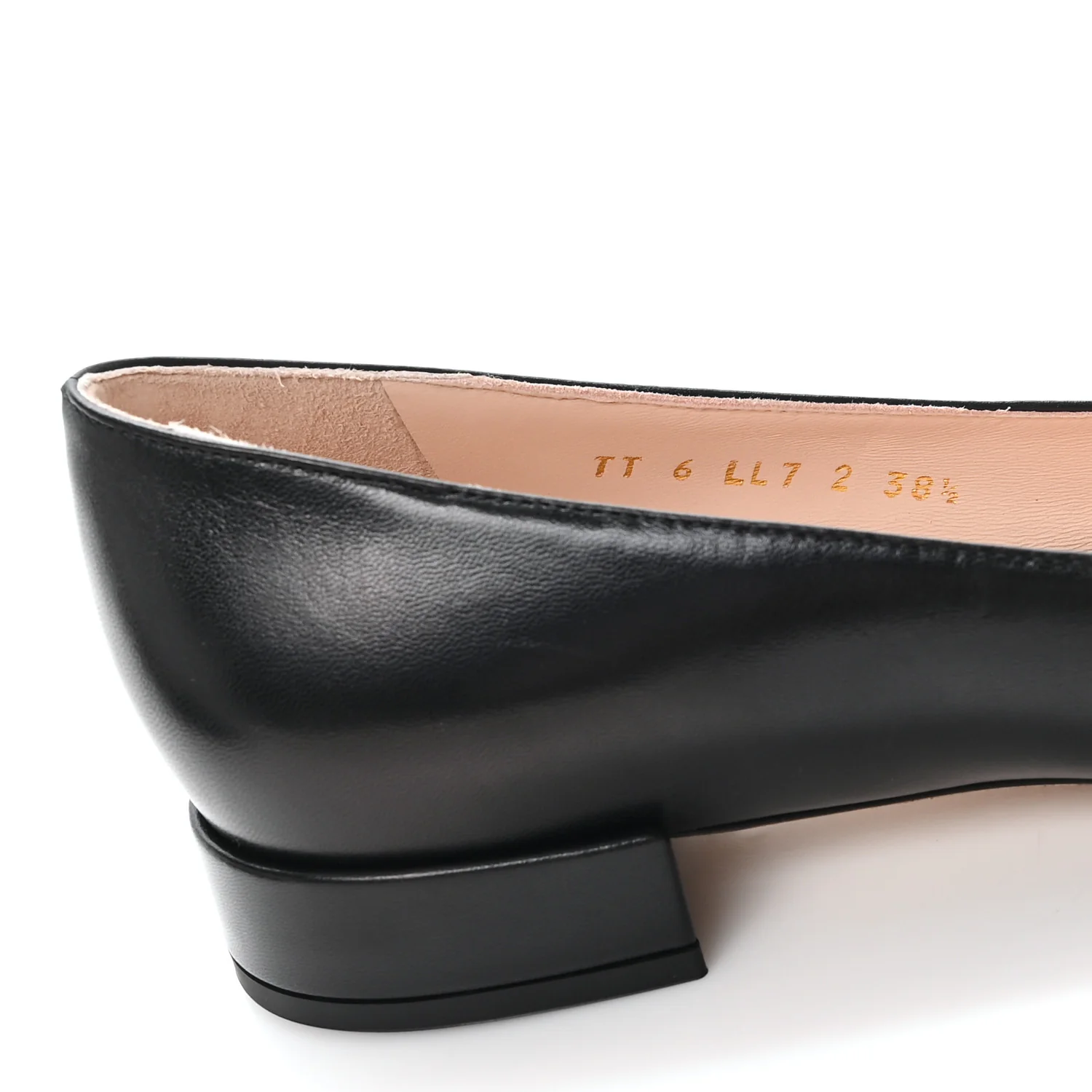 Kidskin Jewel Button Mary Jane Flats  38.5 Black Pink - Top Club