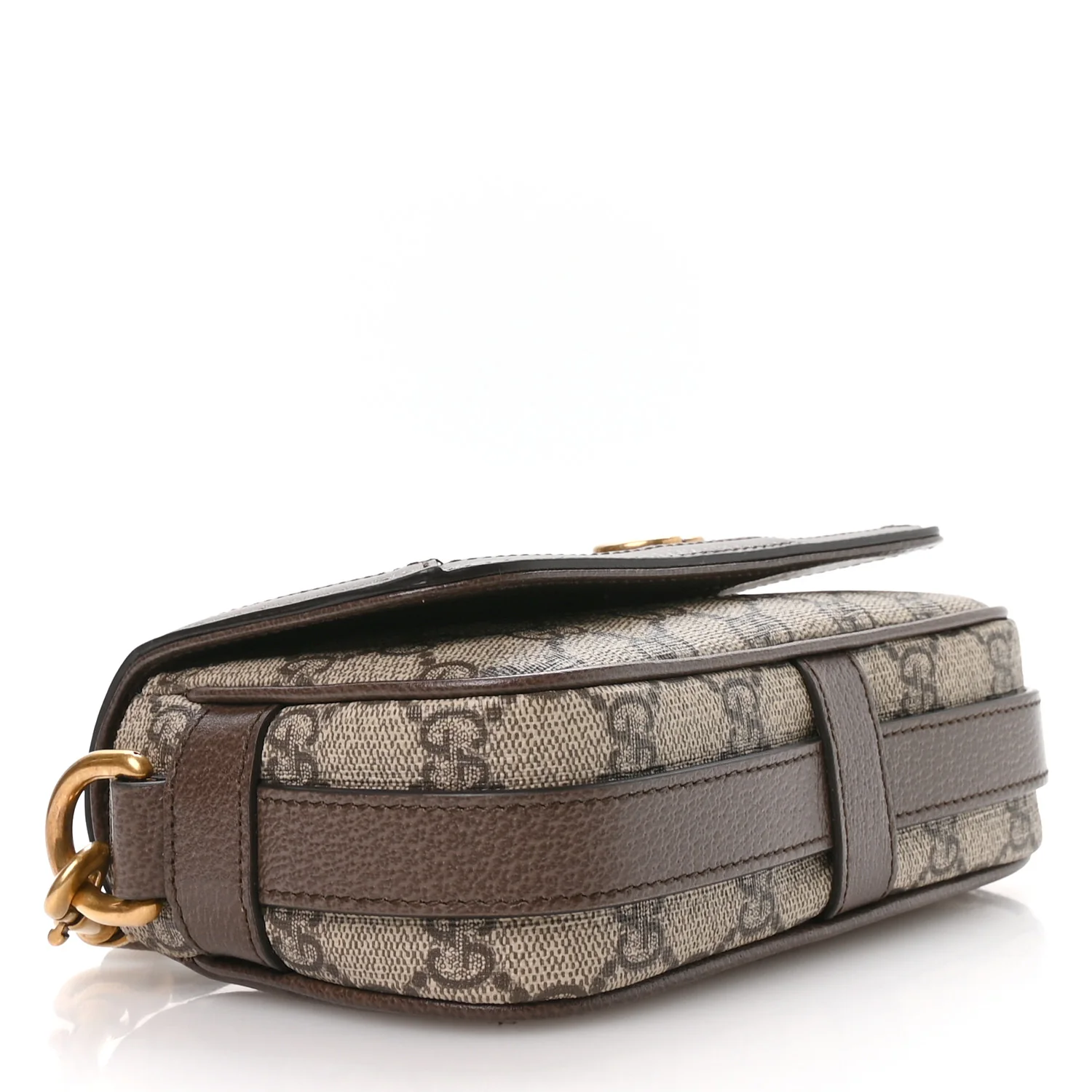 GG Supreme Monogram Web Mini Ophidia Flap Shoulder Bag Brown - Top Club