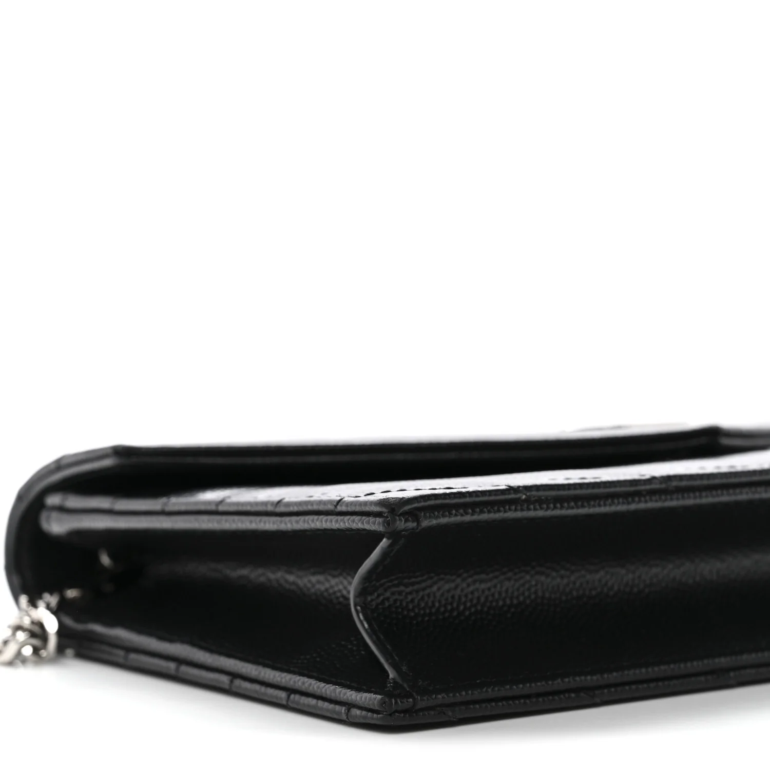 Grain De Poudre Matelasse Chevron Monogram Envelope Chain Wallet Black - Top Club