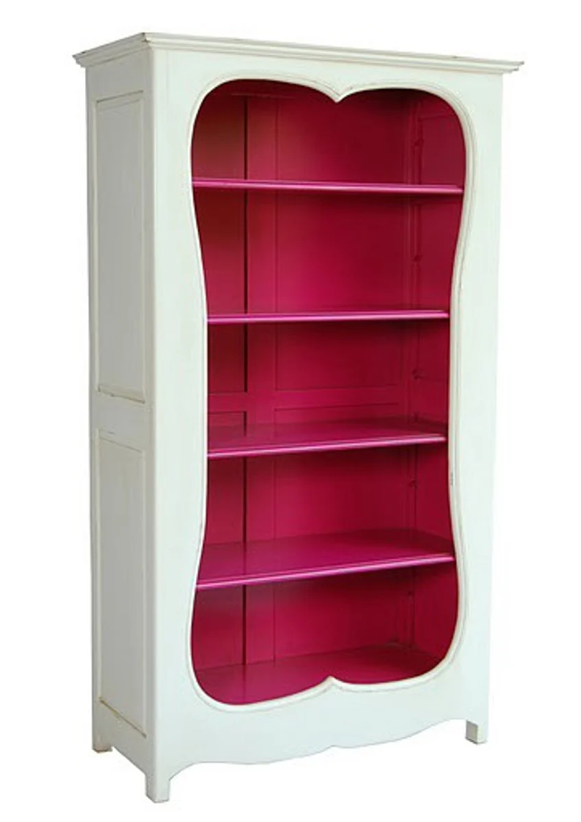Baroque bookcase white / pink W 110 x H 185 cm bookcase shelf cabinet