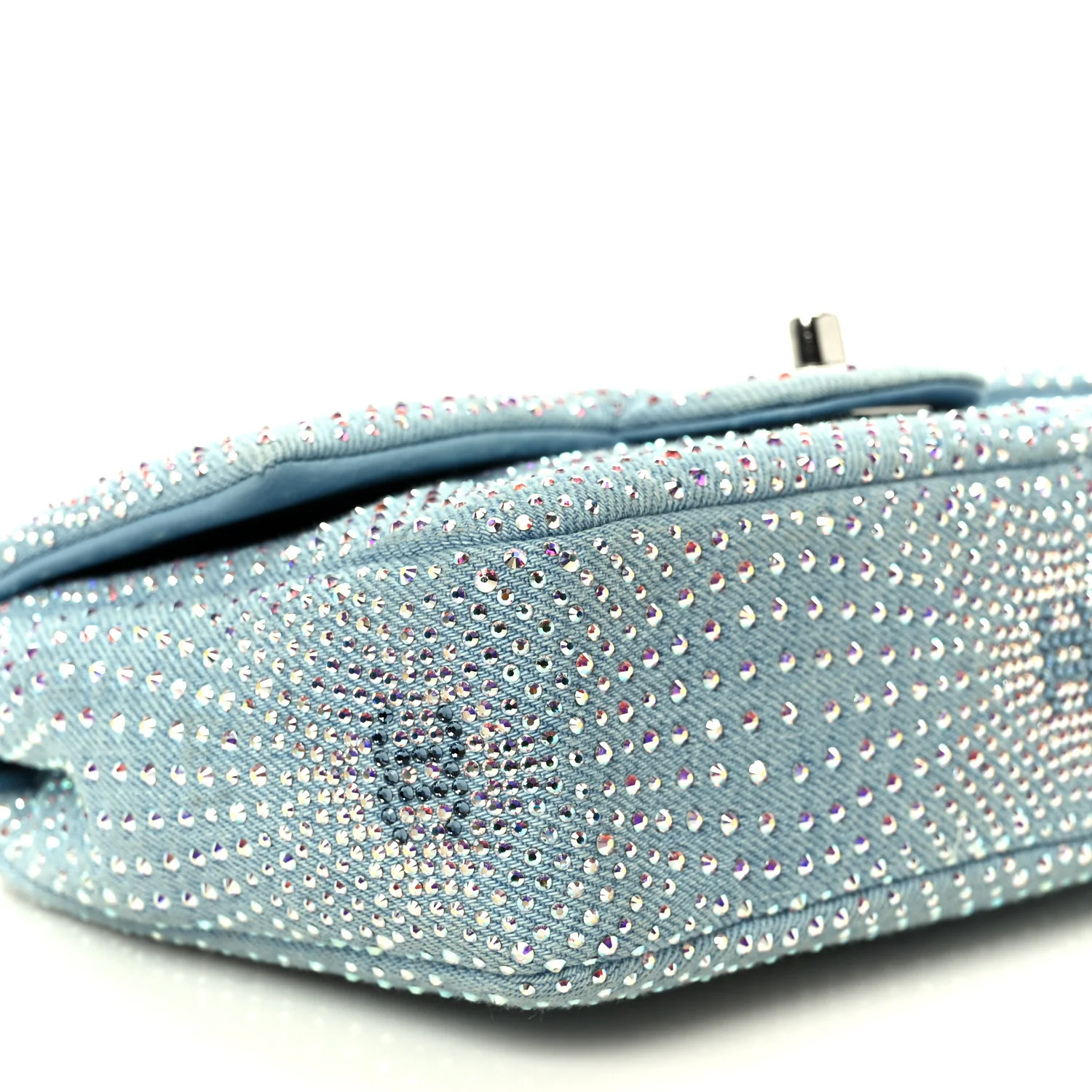 Denim Strass Evening Flap Bag Blue - Top Club