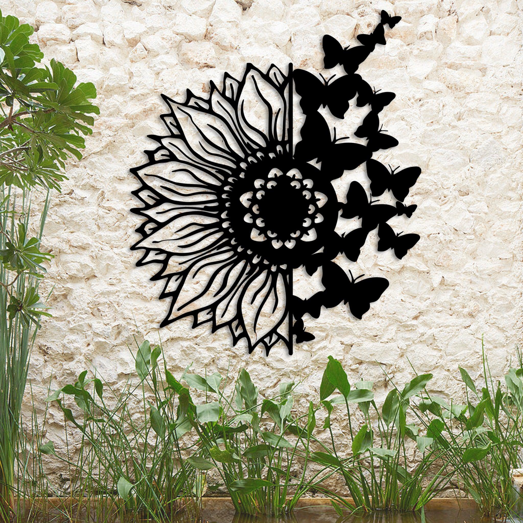 Sunflower Butterflies Metal Wall Art - Alvarez Pro Painting LLC