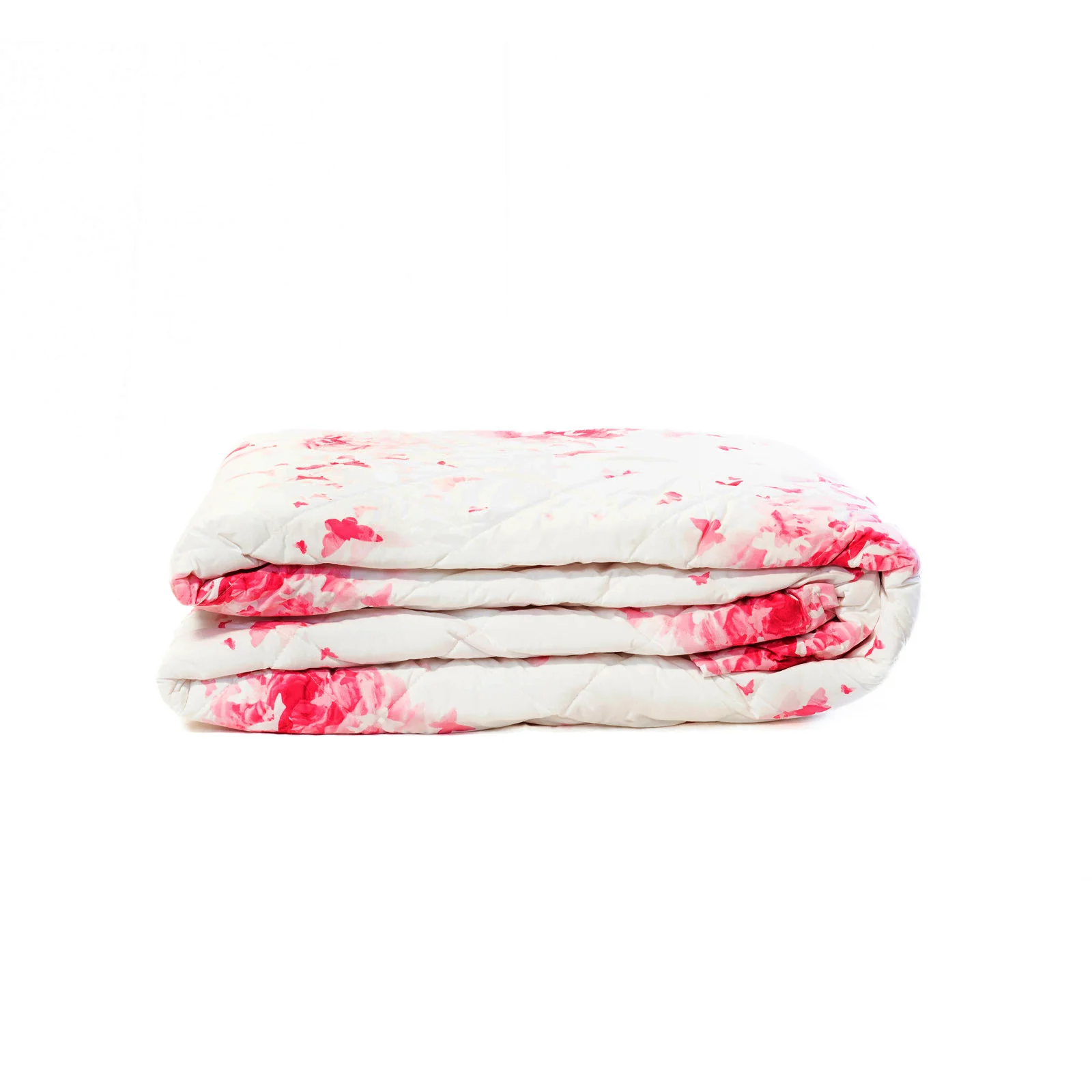 Copriletto Trapuntato In Percalle Rose-E-Farfalle Matrimoniale