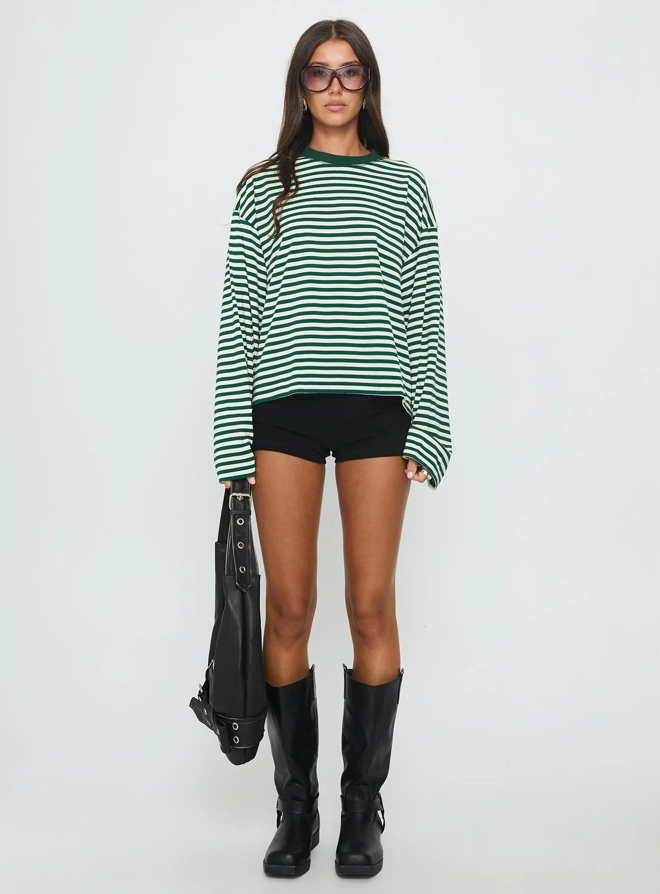Bloom Long Sleeve Top Moss Stripe