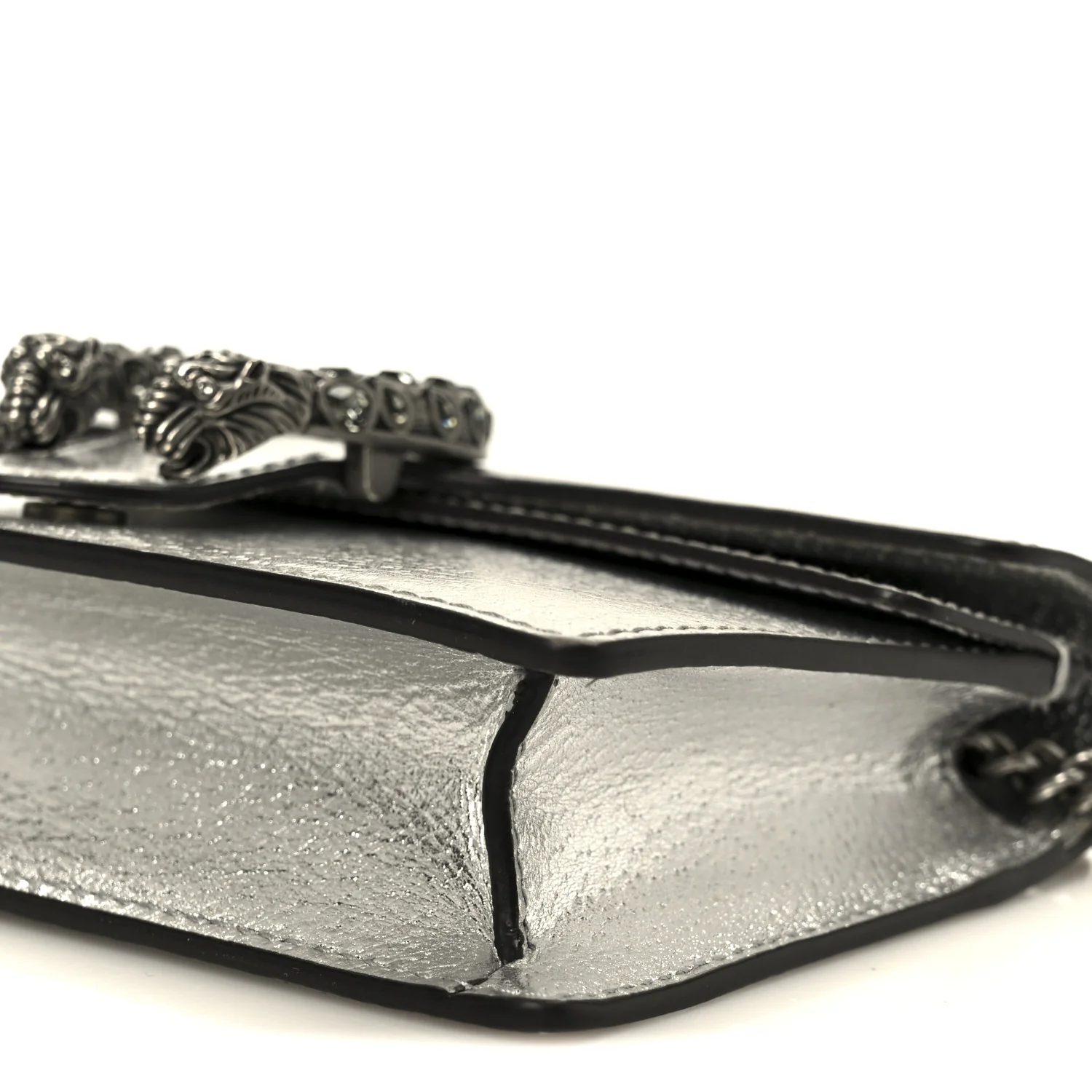 Metallic Calfskin Super Mini Dionysus Shoulder Bag Silver - Top Club