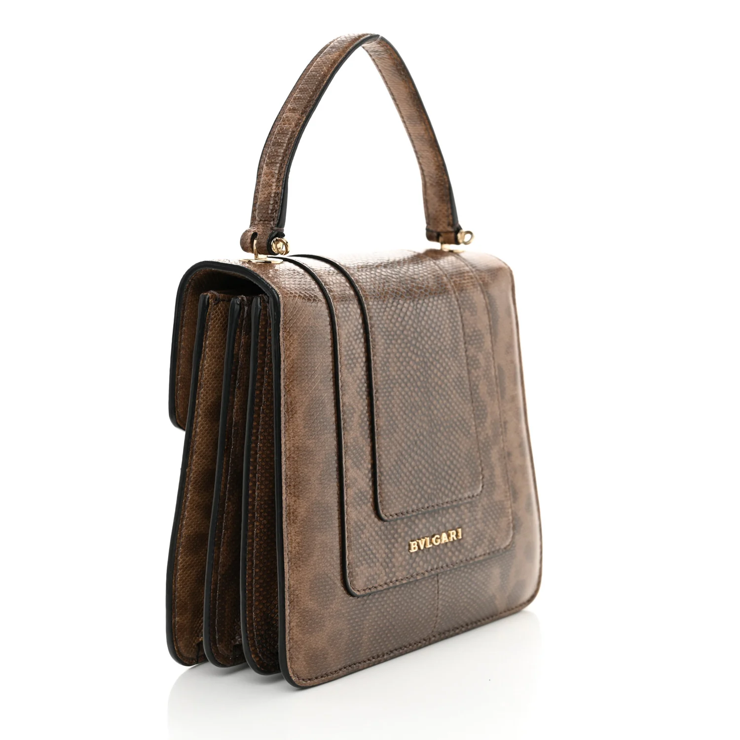 Shiny Karung Serpenti Forever Top Handle Brown - Top Club