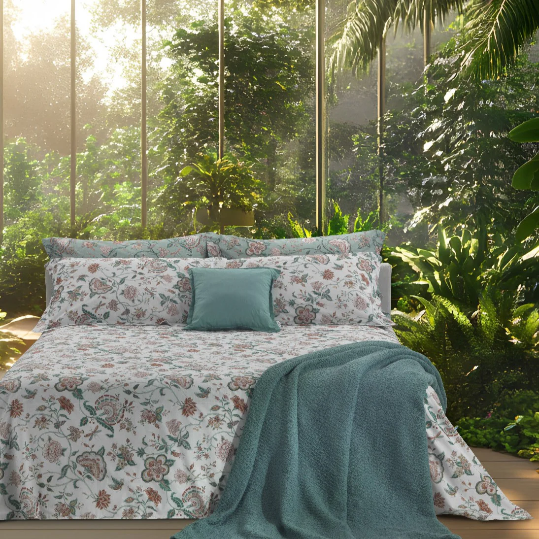 Completo Lenzuola In Percalle Delhi King Size