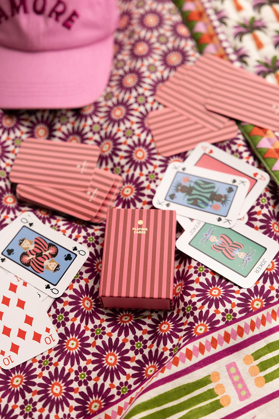 A-journal roze gestreept kaartspel