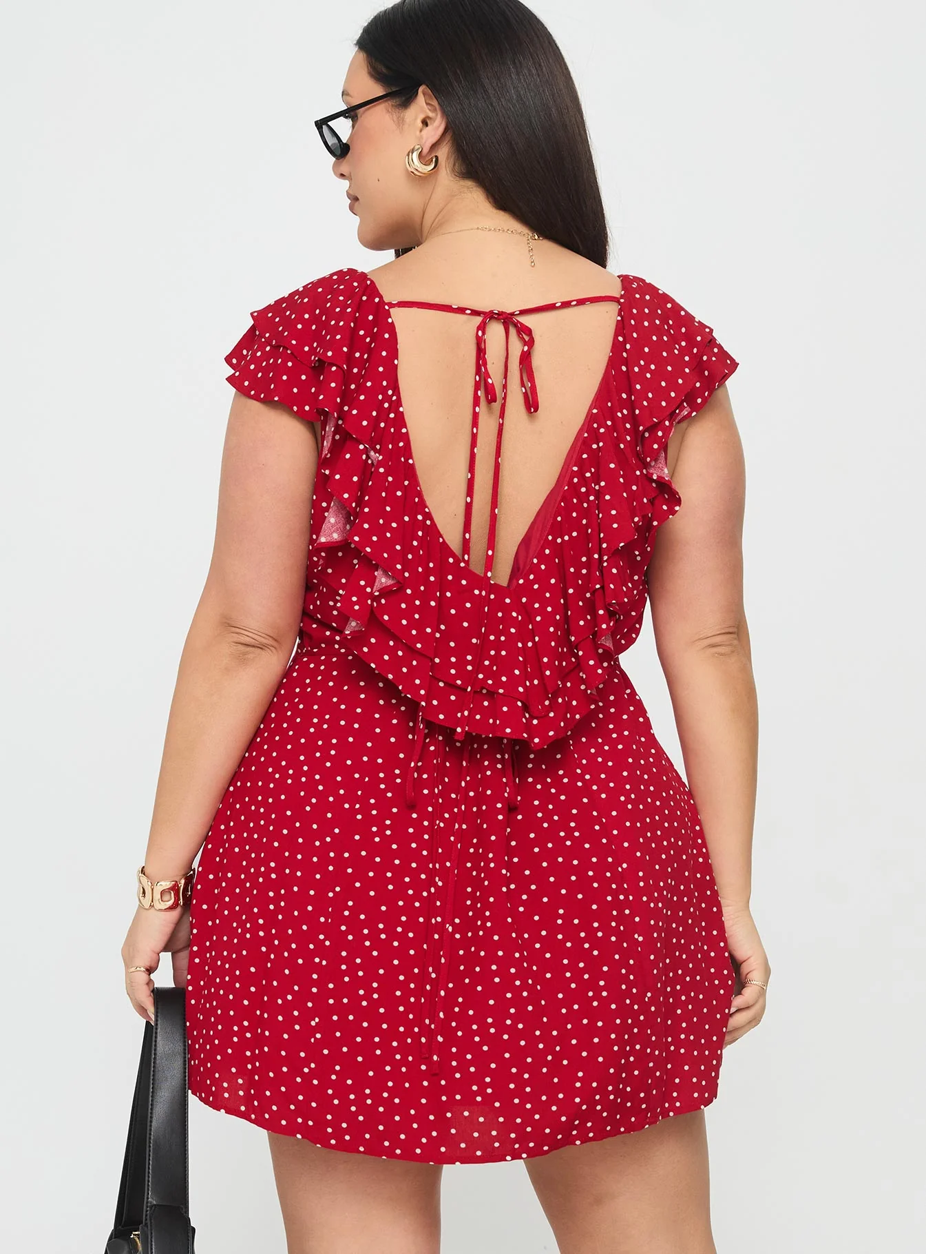 Cherry Schnapps Flutter Mini Dress Red Polka Curve