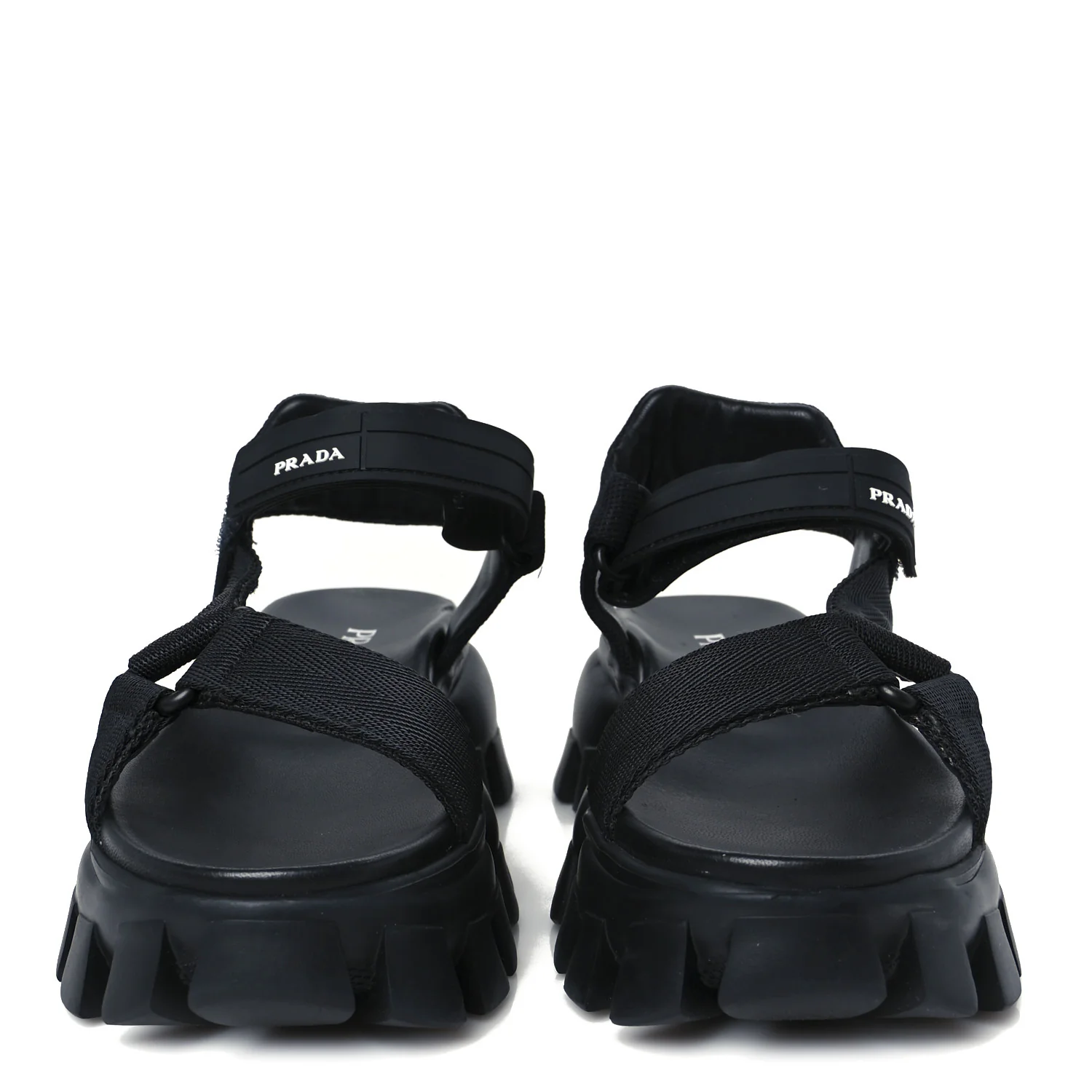 Nappa Logo Embossed Thunder Sole 50mm Sport Sandals 35.5 Black - Top Club