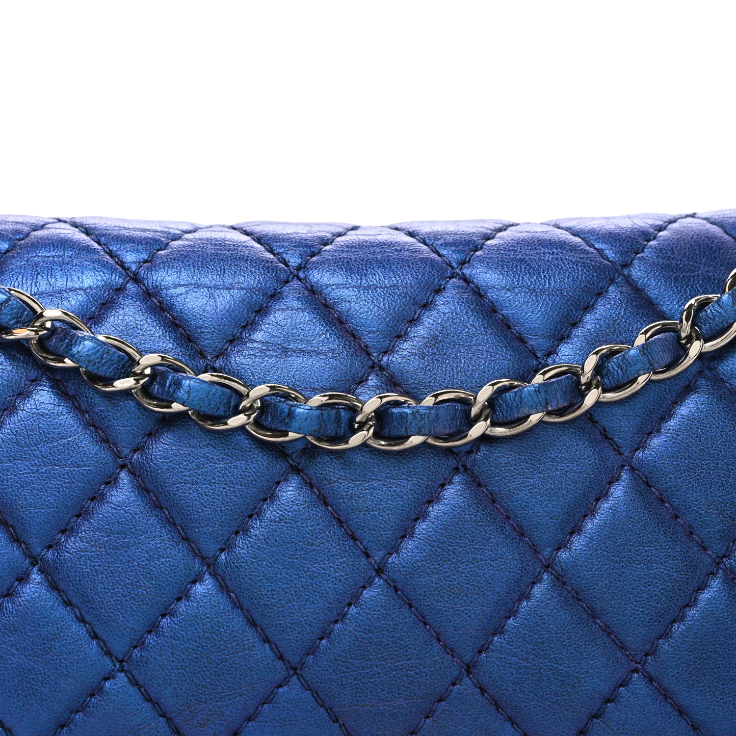 Metallic Lambskin Quilted Medium Double Flap Turquoise - Top Club