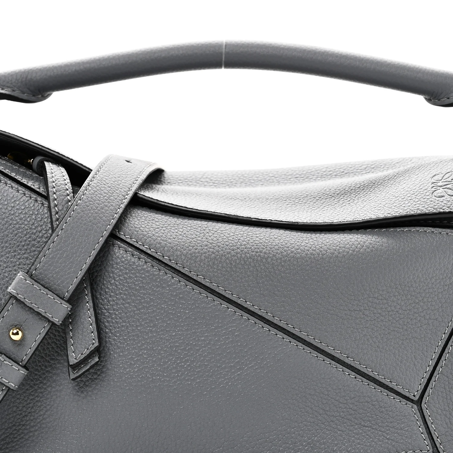 Soft Grained Calfskin Small Puzzle Bag Asphalt Grey - Top Club
