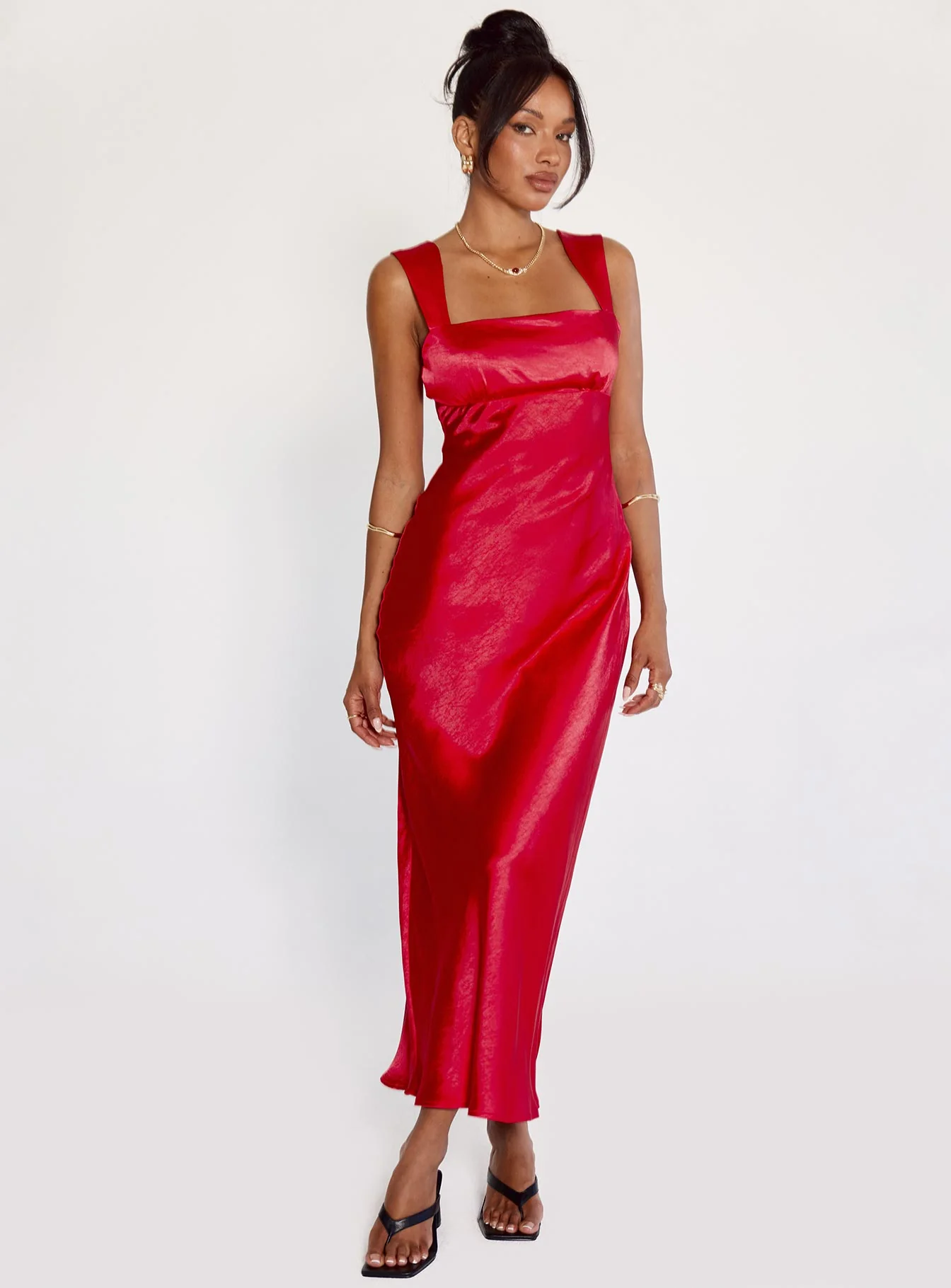Radioactive Bias Cut Maxi Dress Red
