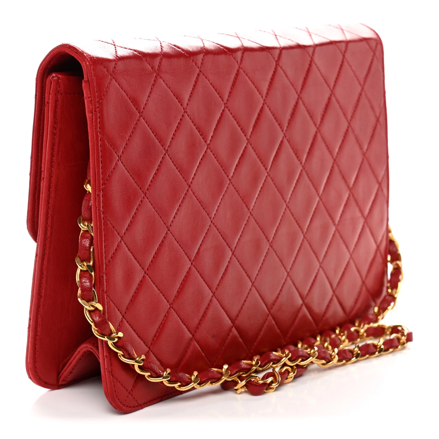 Lambskin Quilted Medium Single Flap Red - Top Club