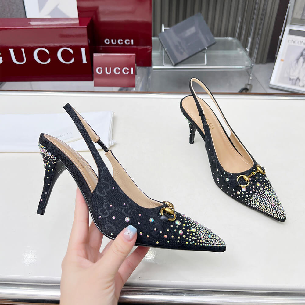 Gucci Women s slingback pump with crystal Horsebit - Top Club