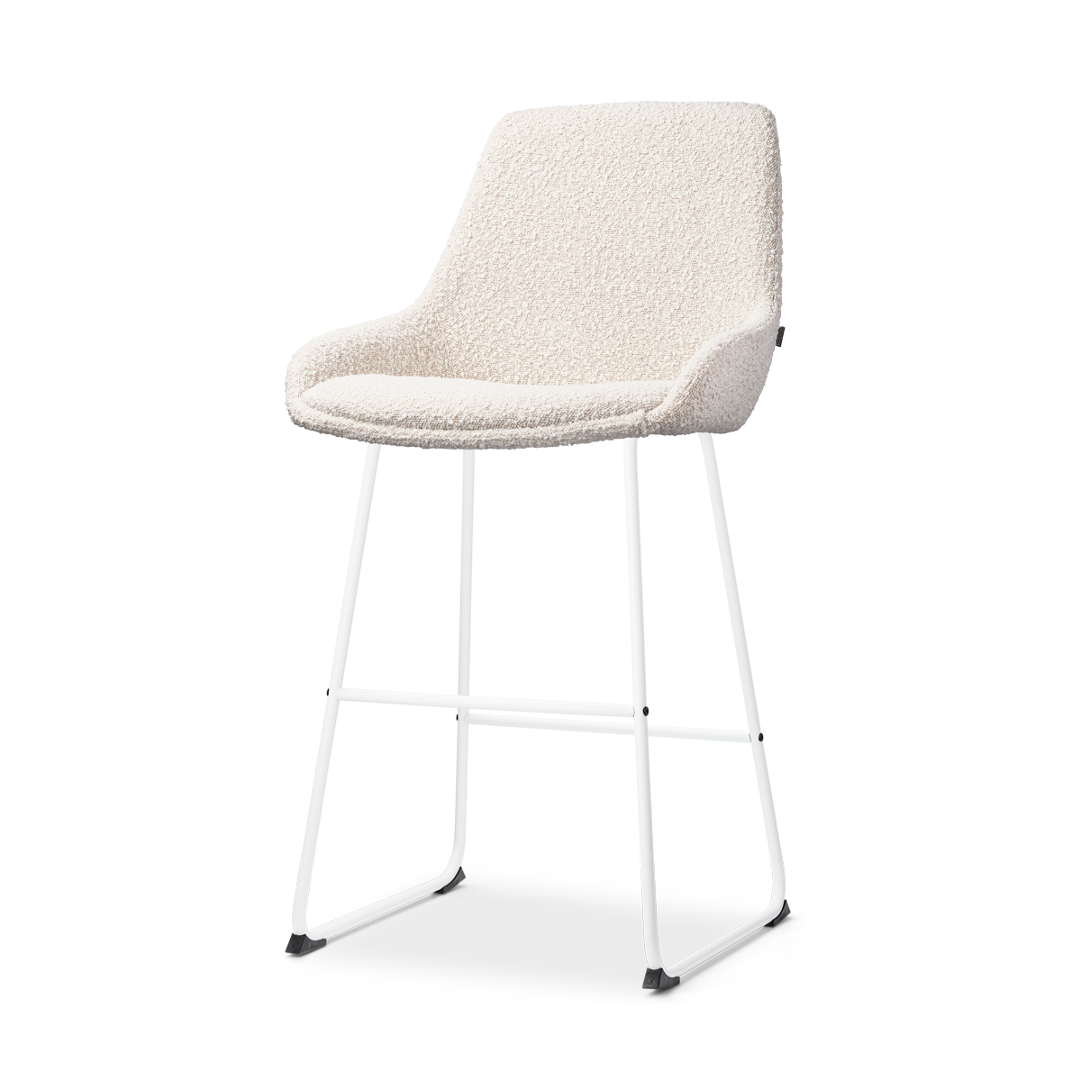 Barkruk Nino-Isa bouclé beige - wit onderstel - 65 cm