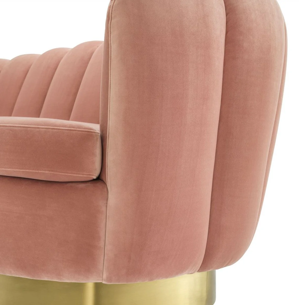 Luxury velvet sofa skin color / brass 225 x 90 x H. 80 cm - living room sofa - hotel sofa - luxury furniture - luxury quality