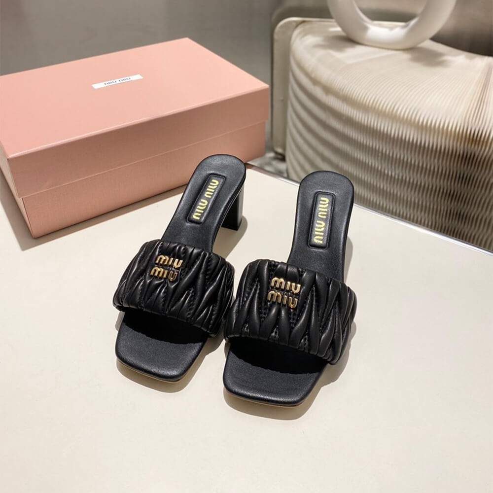 MiuMiu Matelass?? nappa leather slides - Top Club