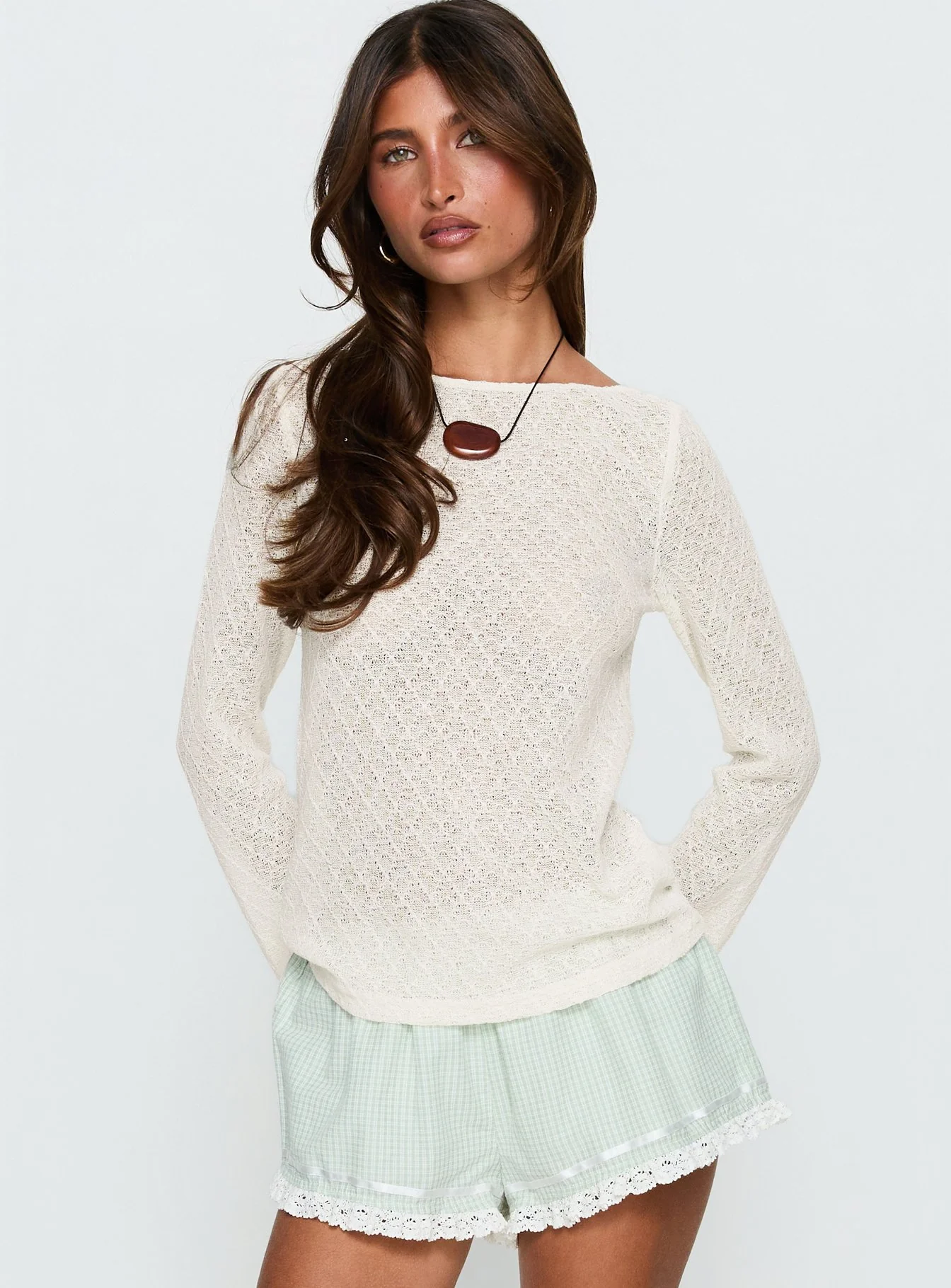 Tuppence Textured Long Sleeve Top Cream