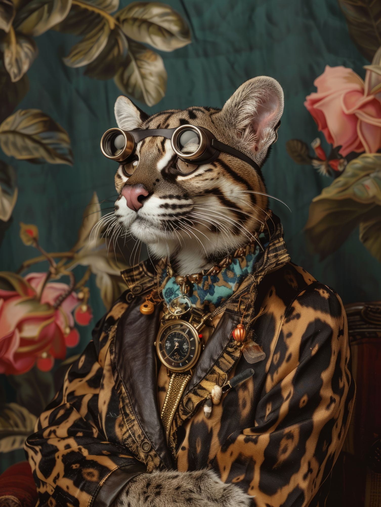 Canvas schilderij van een Ocelot 100x200 cm