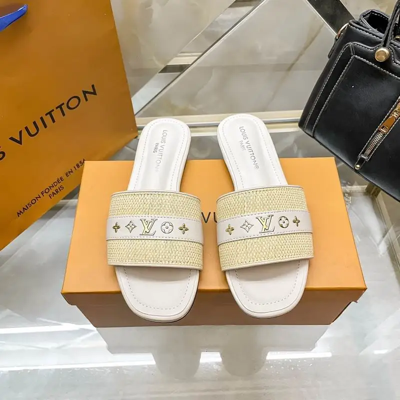 Louis Vuitton Monogram Print Flat Slides For Women - Sneaker Replica Workshop